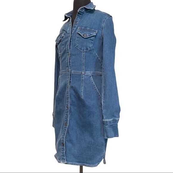 Free People Bo Long Sleeve Denim Mini Dress Button Front Size XS - Picture 8 of 16